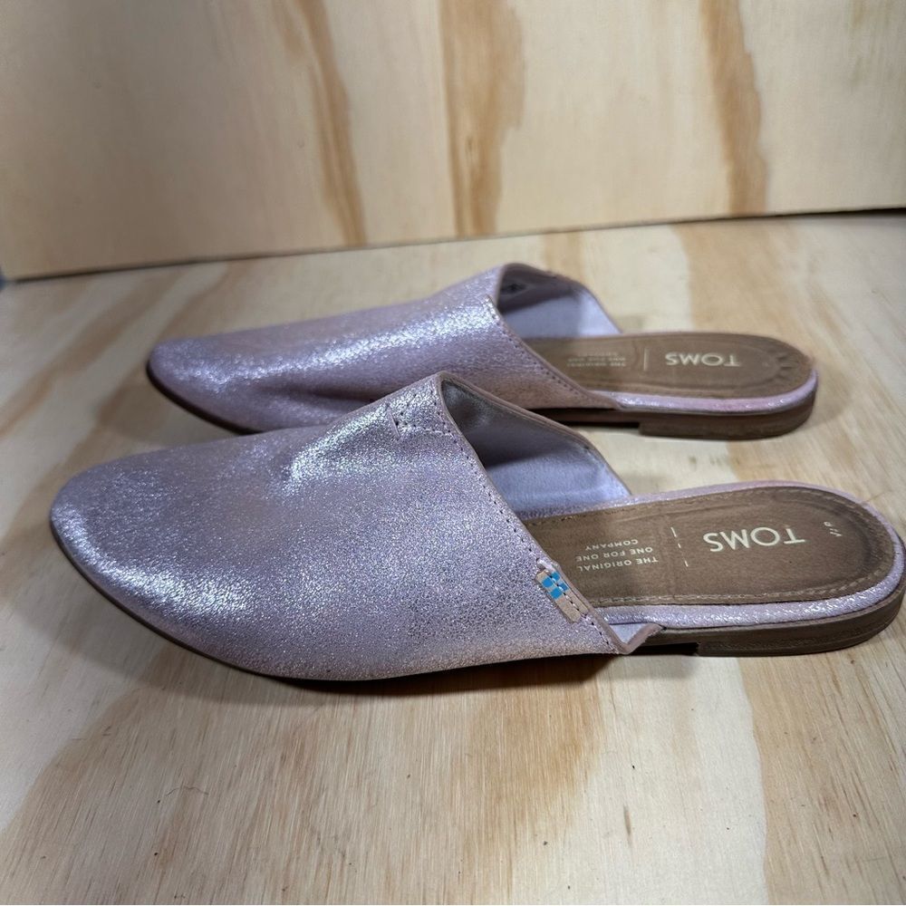 Toms Pink Metallic Mules Women’s Size 8